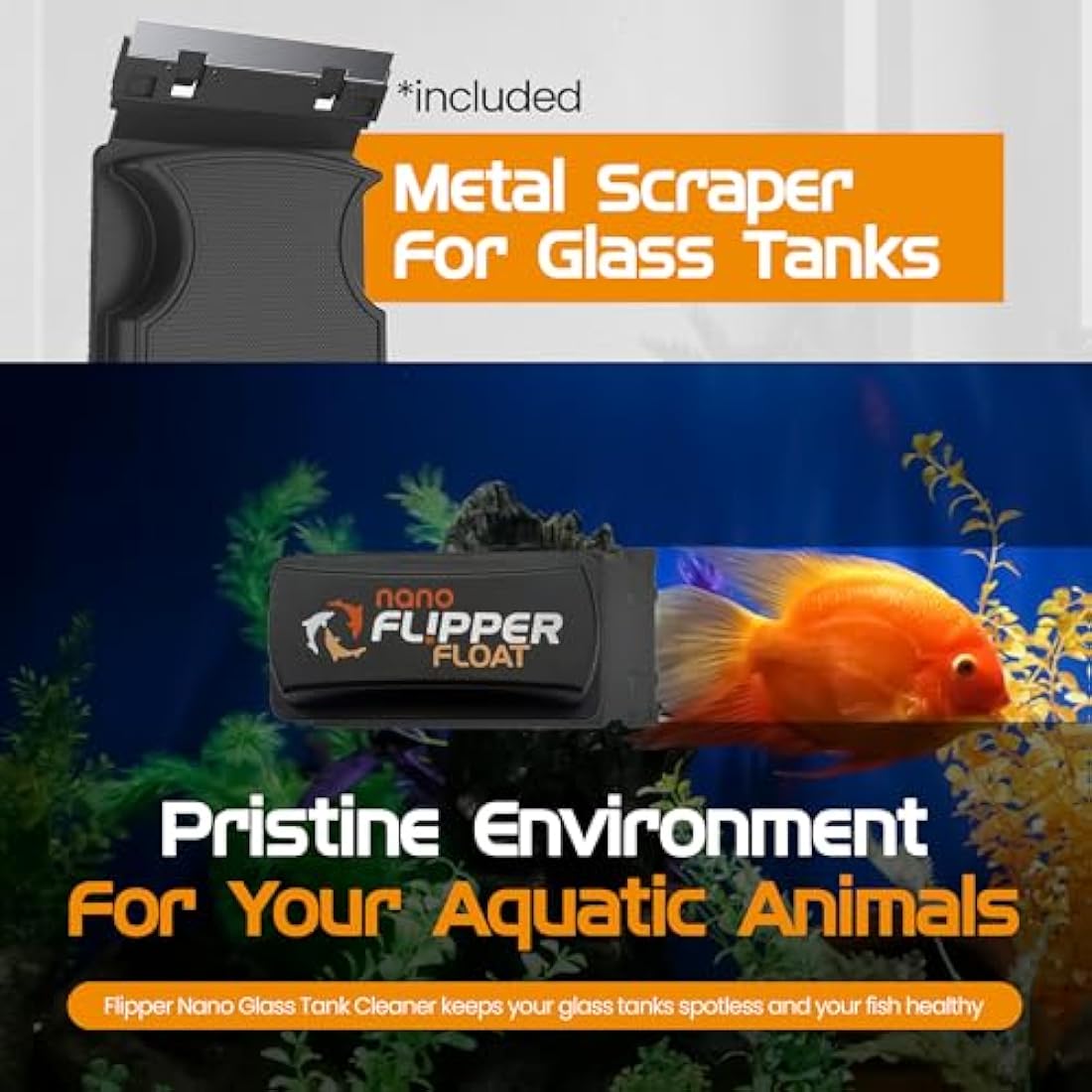 FL!PPER Flipper Float NANO <6mm Magnetic Aquarium Tank Algae Cleaner Scrubber Scraper