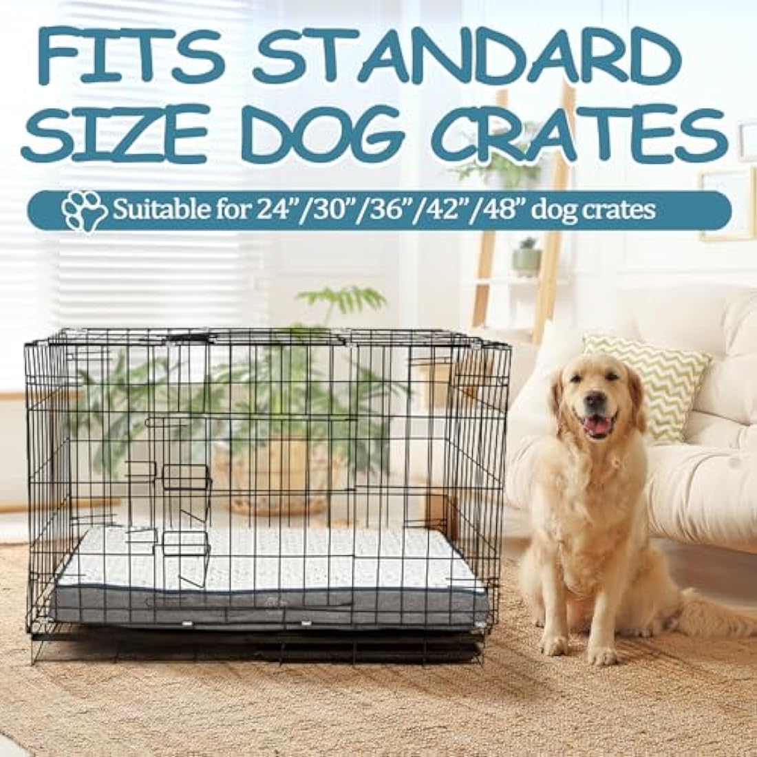 EMPSIGN Dog Bed Medium Washable, Orthopedic Dog Beds Mattress for Dog Crate with Washable Removable Cover, Pet Beds Pillow Cushion for Dog, Grey, 76x50x7,5cm