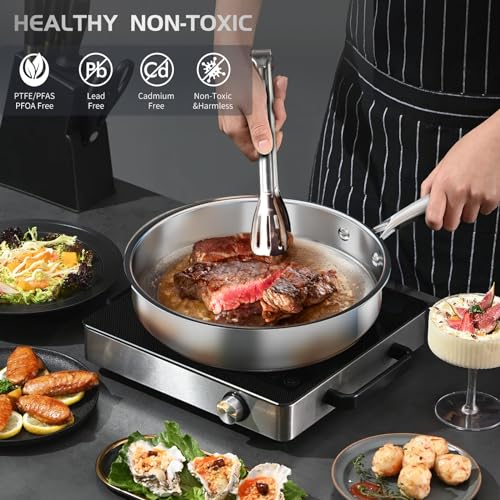 16-Piece Stainless Steel Saucepan Set, Induction Pots and Pans Set with Steamer & Glass Lids, Kitchen Cookware Set with Utensil Set Pot Protectors and