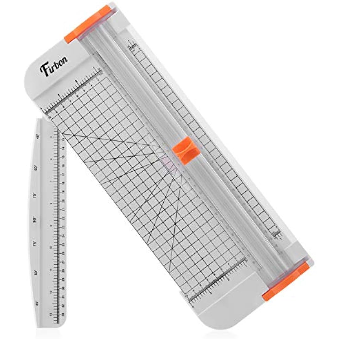 Firbon A4 Paper Cutter 12 Inch Titanium Paper Trimmer Scrapbooking Tool with Automatic Security Safeguard and Side Ruler for Craft Paper, Coupon, Label and Cardstock (White)