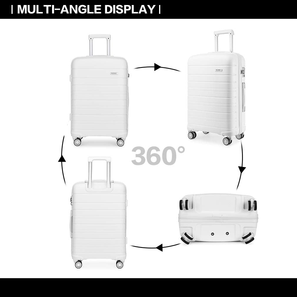 Kono Lightweight Suitcase Hand Luggage Polypropylene Hard Shell Travel Trolley
