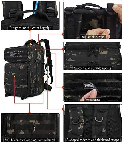 Doshwin 40L Military Backpack Tactical Army Assault Pack Molle Camo Rucksack for Camping Trekking Travel Hiking