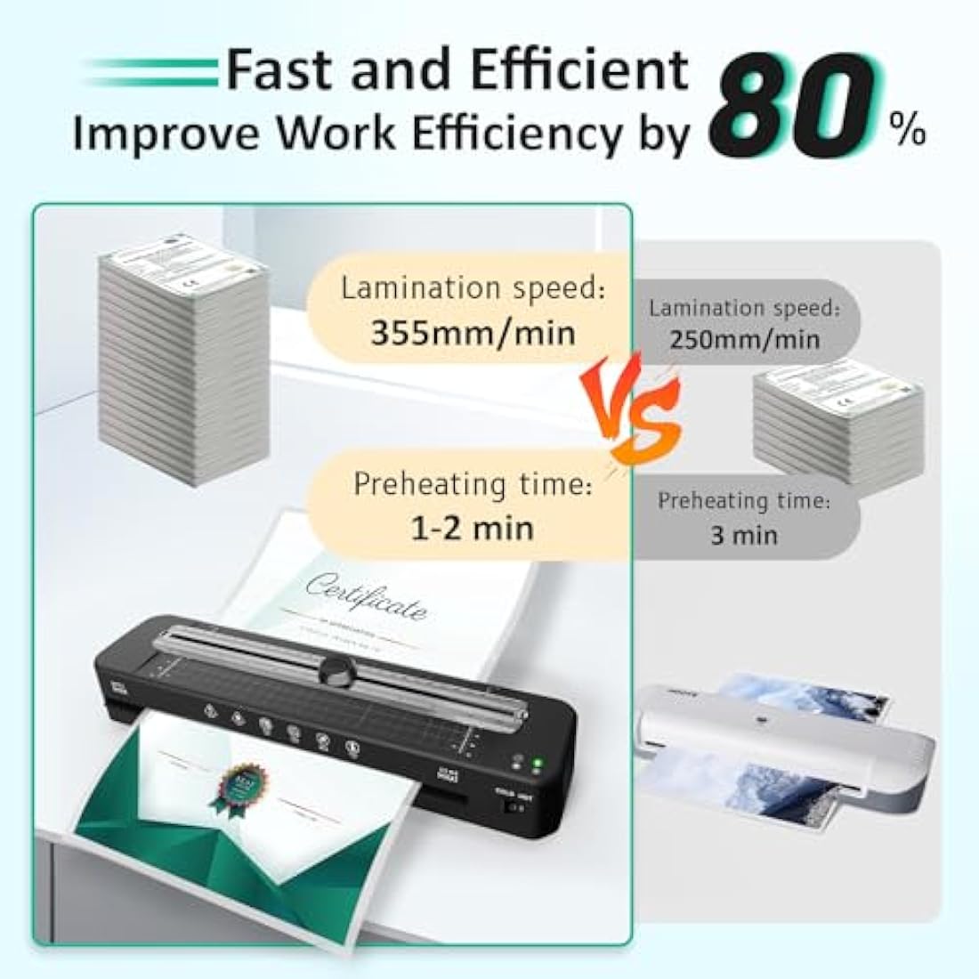 A3 Laminator Machine with 30 Laminating Sheets for A3/A4/A5/A6, Built-in Paper Cutter & Corner Rounder, Cold & Thermal Laminator for Classroom, Home Office, School