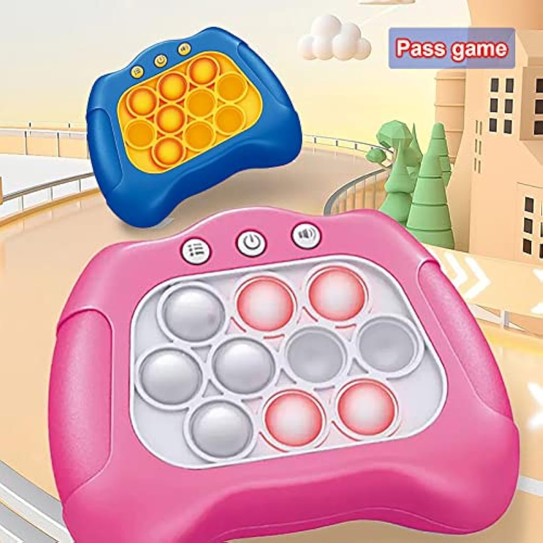 Fast Push Pop Game Sensory Fidget Toys, Quick Light Up Popping Game, Handheld Game Machine For Ages 4-8, Christmas Stocking Filler Gift for Kids Boys Girls 4 5 6 7 8 Years Old(No battery) (Pink)