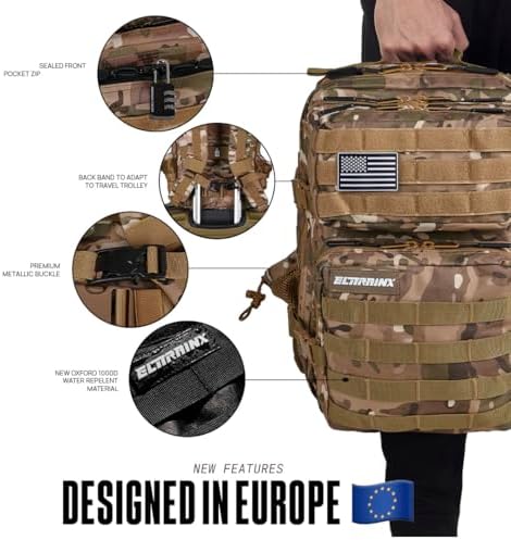 ELITRAINX 25L Tactical Military Waterproof Backpack for Sports, Cabin Airplane, Gym, Outdoors, CrossTraining by Elitex Training