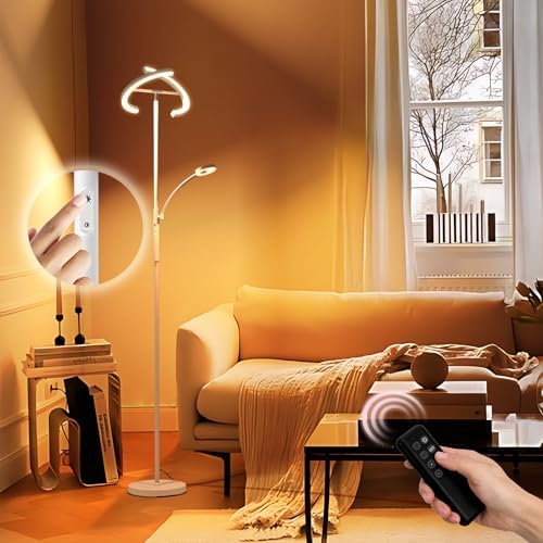 FIMEI Floor Lamp 29W, Reading Standing Lamp, Stepless Dimming & 3000K-6000K Color Temperature, Remote & Touch Control, Uplighter Floor Lamp, Modern Standing Light for Living Room, Bedroom, Office