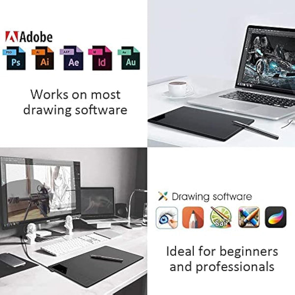 Digital Graphics Drawing Tablet, 4 Touch Keys 1 Panel, Battery-free Pen, Pad VEIKK A30 Electronic Writing Tablet for Laptop PC Mac Windows Linux