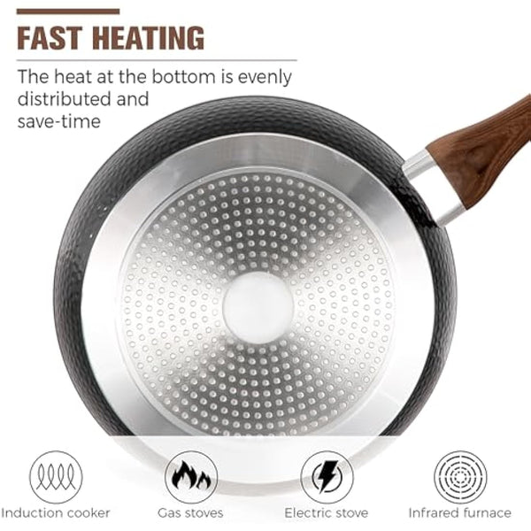 DishDelight 15 Piece Non-Stick Cookware Set, Nonstick Induction Granite-Coated Pots and Pans Set, Nonstick Saucepans Set, Black