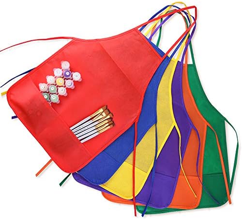 KUUQA Kids Art Apron with Two Pockets Children Painting Smocks Bulk for Craft Home Kitchen Classroom Painting Supplies