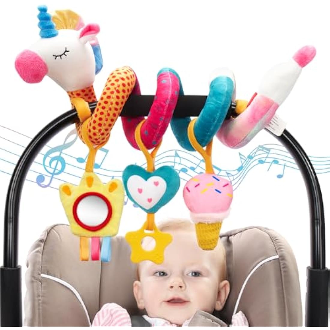 hahaland Spiral Pram Toys baby toys 0-6 months newborn Sensory Toys for Babies Pushchair Stroller/Car Seat Activity Baby Toy for 0 3 6 9 12 Months Hanging Toys for Babies pram toy Infant Girls