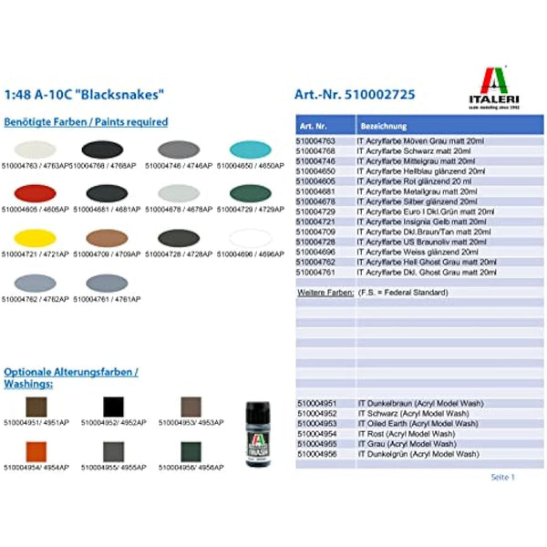 Italeri ITA2725 A-10C Blacksnakes Italy Model kit, Multi-colord, 338mm Length