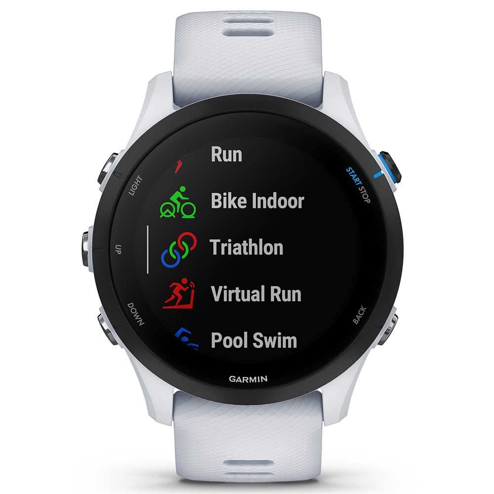 Garmin Forerunner 255 Music GPS 46mm Running Smartwatch, Lightweight, Music Storage, Advanced Training & Insights, Safety & Tracking Features, up to 14 days Battery Life, Whitestone