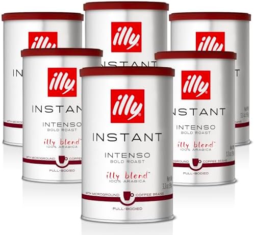 illy - Instant Coffee - Intenso Dark Roast - 100% Arabica Beans - Intense Taste - Ideal for Americano - 95g x 6