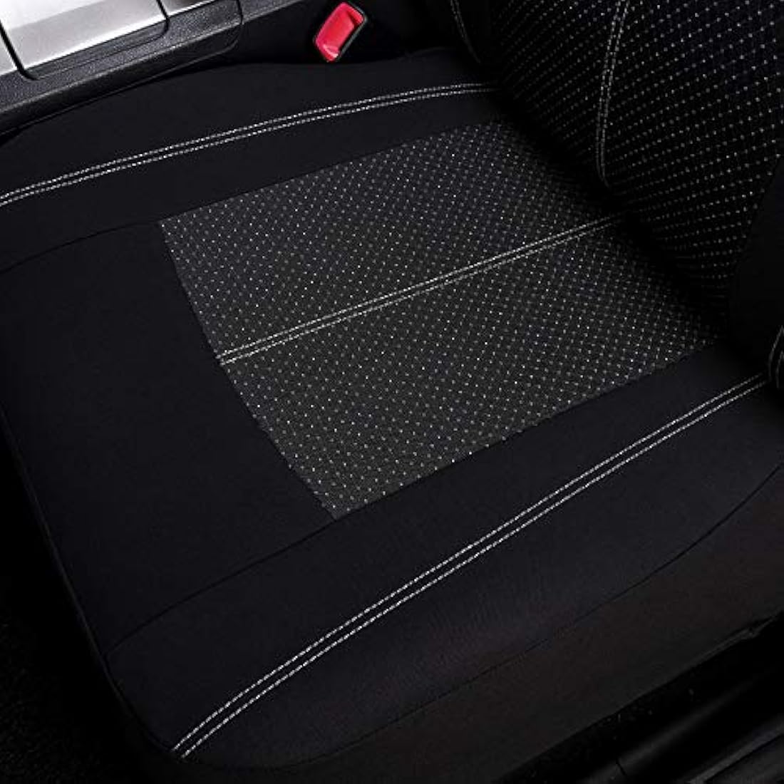 Flying Banner Black Jacquard Car Seat Covers Full Set Airbag Compatible Auto Protector Rear Bench Back Split