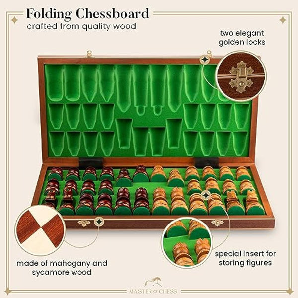 Master of Chess Wooden Chess Set with Pieces “BYZANTIUM” 59 cm / 23 in - Handcrafted Large Portable Chess Board Game for Adults and Kids - Solid Construction