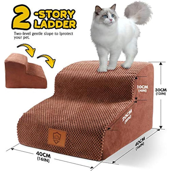Masthome Dog Steps for Bed, 2-Step High-Density Foam Dog Ramp, Non-Slip Pet Stairs for Small Dogs and Cats, 40x40x30cm
