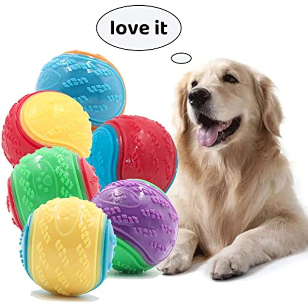 6Pcs Squeaky Dog Ball, Dog Toys Teeth Cleaning Puppy Chew Toys Pet Training Ball Dogs Interactive Dogs Balls