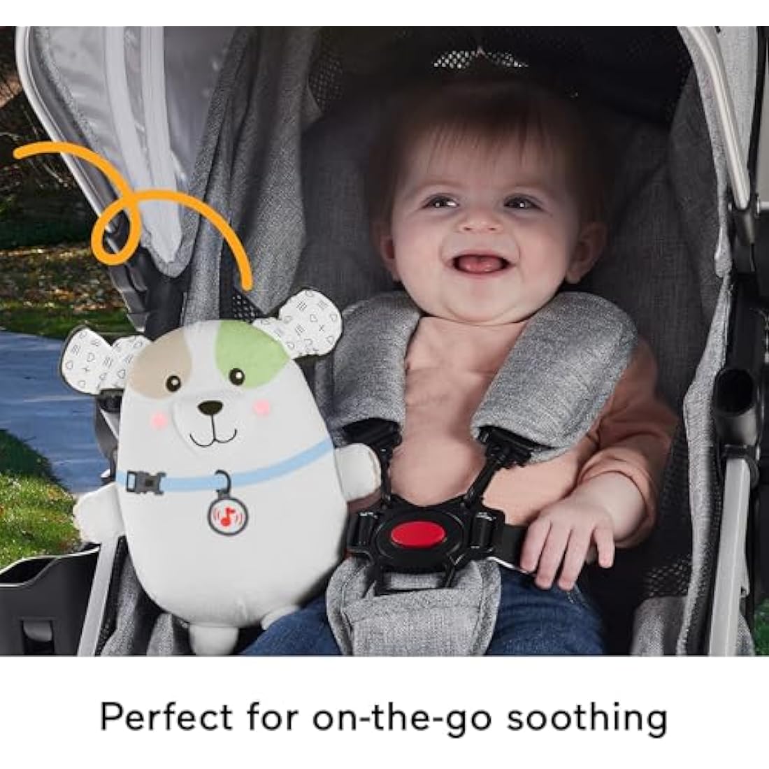Fisher-Price Baby Plush Toy Calming Vibes Puppy Soother Portable Sound Machine for Newborns, HTJ68