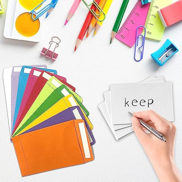 100Pcs Money Envelopes, Coloured Seed Envelopes Self-Adhesive Seed Packets Mini Envelopes Coin Envelopes for Wages, Seeds, Coins, Beads or Stamps(10x6cm/3.9x2.4inch)