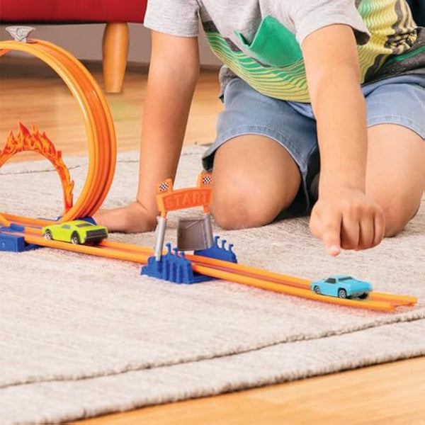 DRIVEN by Battat - Pull-Back 4 Pack Turbocharge Series Set with 4 Car Toys and Race Track Accessories for Girls and Boys, Age 3+