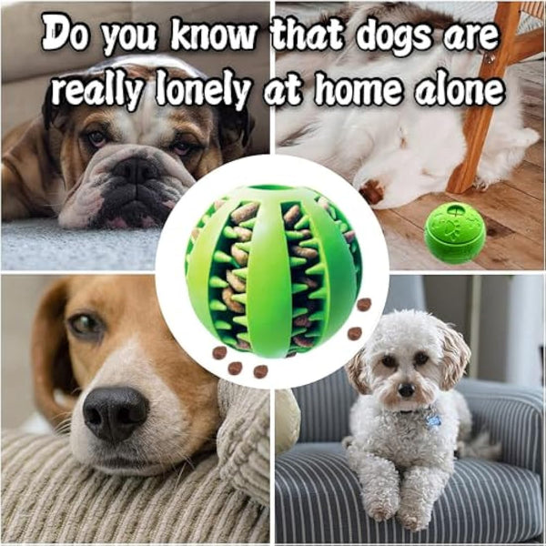 Feixun Dog Treat Toy Ball, Rubber Dog Food Ball,Dog Tooth Cleaning Toy Ball, Interactive Dog Toys 7.6-8.1cm (1*Green Type A + 1* Green Type B)
