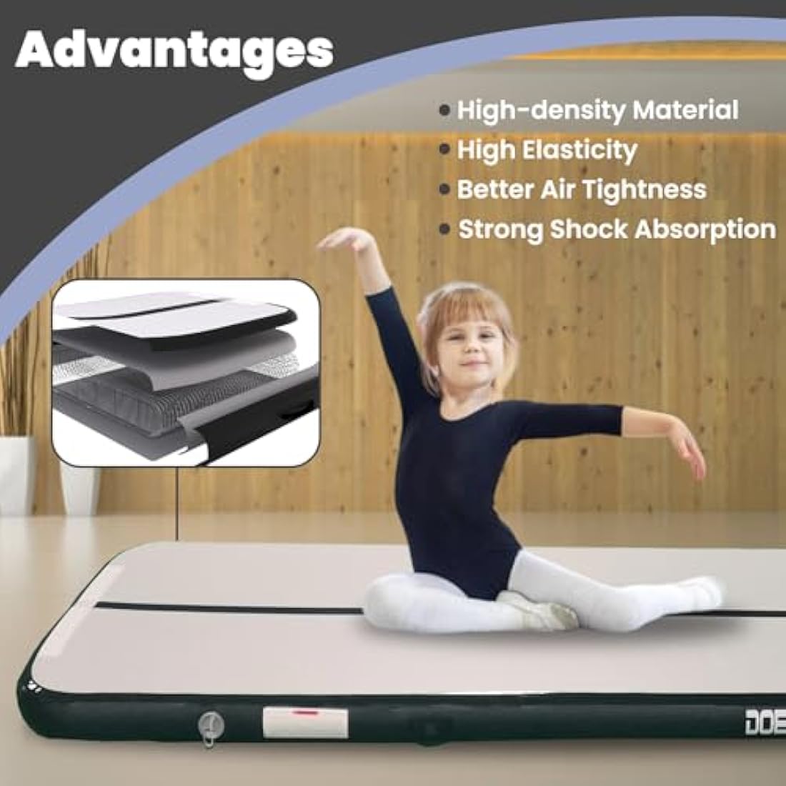 Inflatable Gymnastics Mat Tumbling Mat 6.6 ft 10 ft 13ft 16ft 20ft 4in/8in Thick Tumble Track Air Mat for Gymnastics For Home Kids Tumble Training Gymnastics/Yoga/Water/Dance
