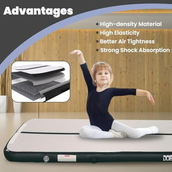 Inflatable Gymnastics Mat Tumbling Mat 6.6 ft 10 ft 13ft 16ft 20ft 4in/8in Thick Tumble Track Air Mat for Gymnastics For Home Kids Tumble Training Gymnastics/Yoga/Water/Dance