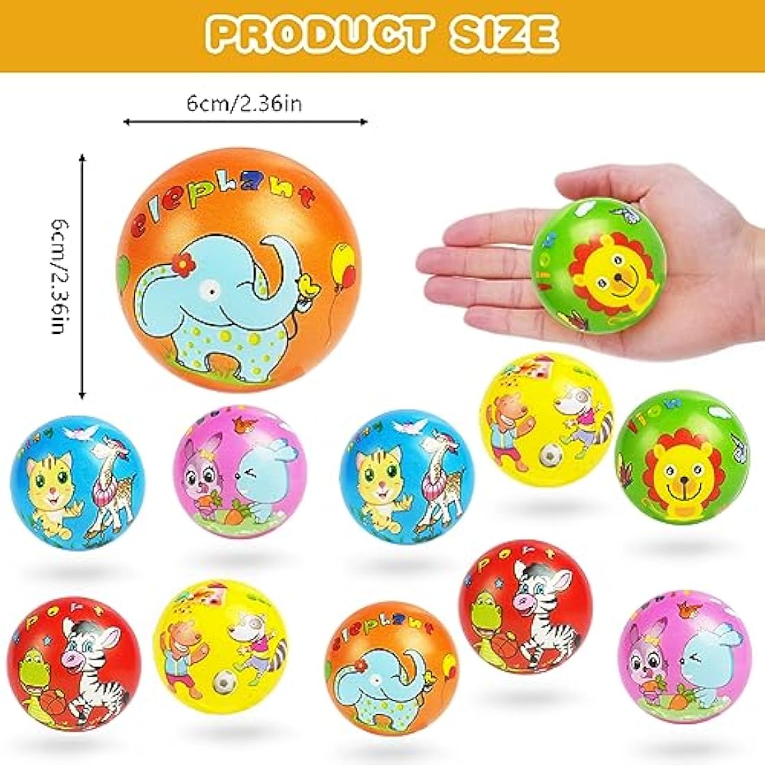 Ainiv Squeeze Stress Balls, 12pcs Stress Relief Ball, Sensory Stress Ball for Kids and Adults, Hand Exercise Stress Relief Balls, Squeeze Toys for Anxiety, Fidget, Tension, Manage Anger-Animal