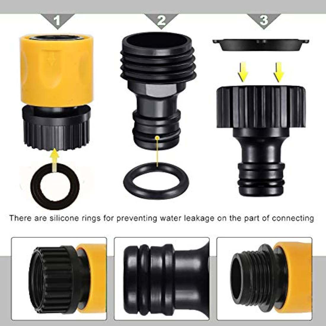BABADU Garden Hose Pipe Connector Kit 20 Pack: Hoses Nozzle, Hose Repair Connector, Quick Connect, Y Splitter, Male Threaded Adapter, Male&Female Connectors, 2 Way Tap Fittings,Multi Faucet Connectors