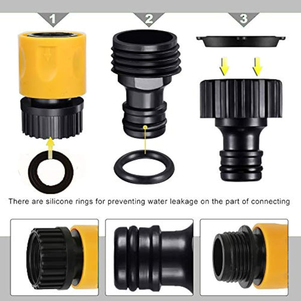 BABADU Garden Hose Pipe Connector Kit 20 Pack: Hoses Nozzle, Hose Repair Connector, Quick Connect, Y Splitter, Male Threaded Adapter, Male&Female Connectors, 2 Way Tap Fittings,Multi Faucet Connectors
