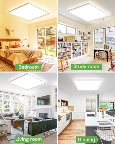 zemty 36W 4200LM 41CM LED Ceiling Light, 3000K/4500K/6500K Bathroom Lights Waterproof, Square Flush Modern Ceiling Lighting for Kitchen Bedroom Living Room Office