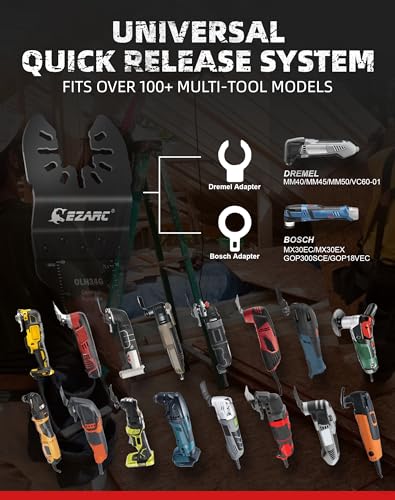 EZARC Carbide Oscillating Saw Accessories, General Purpose Multi Tool Accessories Quick Release for Metal, Nails, Wood, Plaster, Drywall and PVC, 3-Pack