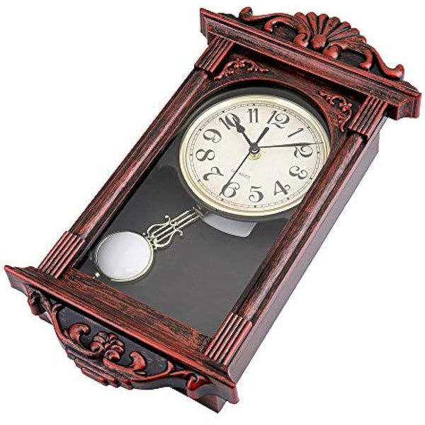 jomparis Pendulum Wall Clock Retro Quartz Decorative Wall Clock for Living Room, Office, Home Decor(16 Inch, Bronze)