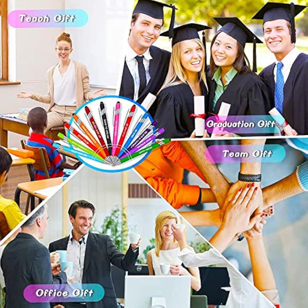 KAHEIGN 20Pcs Inspirational Ballpoint Pens, 14CM Motivational Quotes Pen Screen Touch Metal Pen Black Ink Stylus Pens for Women Men Bosses Office Desk Supplies (10 Positive Style)