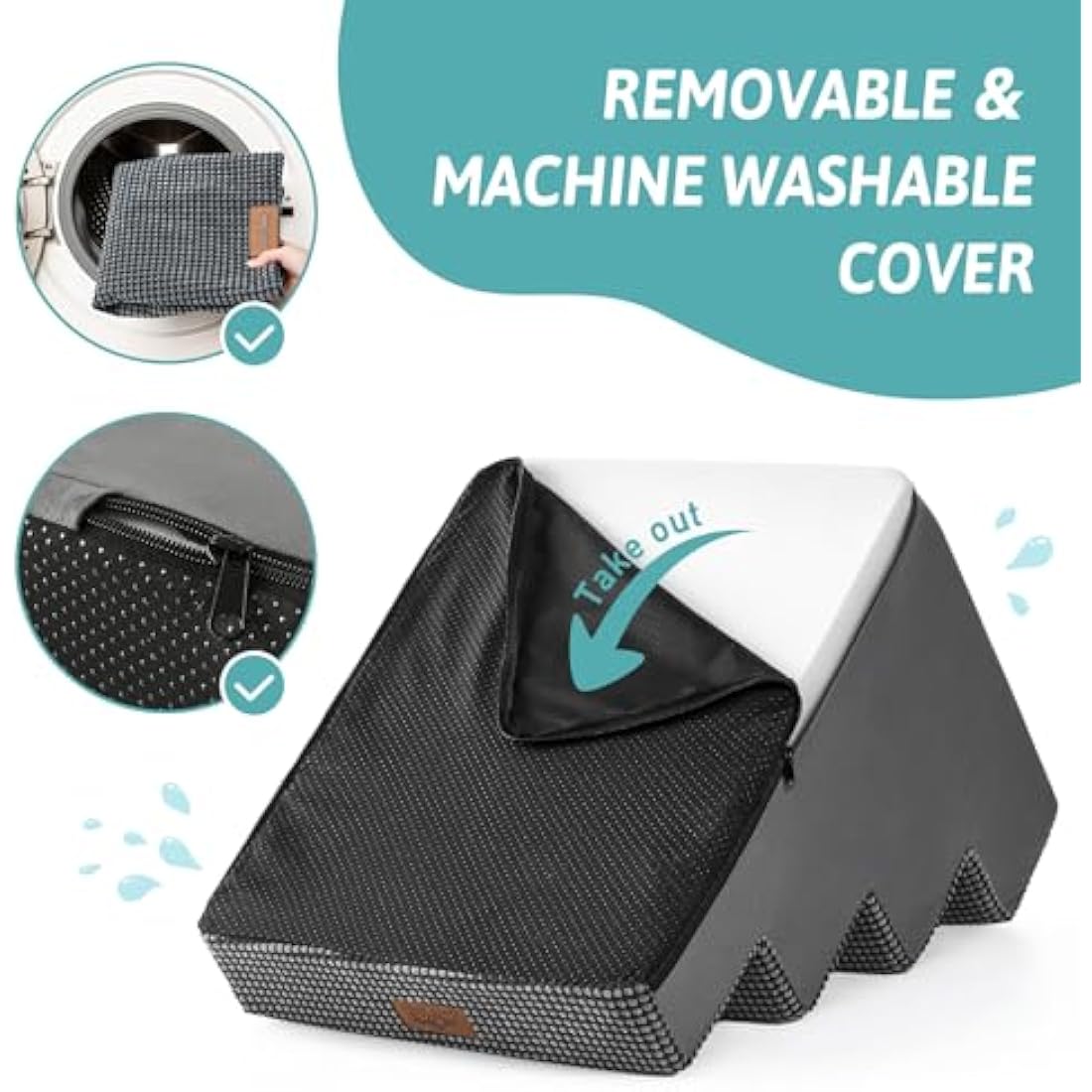 COZY KISS Dog Stairs for Small Dogs, 4 Tier Wider Pet Stairs for Bed Sofa Car, 45cm H Non-Slip Dog Steps for Old Cats, Puppy, Small Medium Dogs, 60x45x45 cm, 4 Tiers, Dark Grey