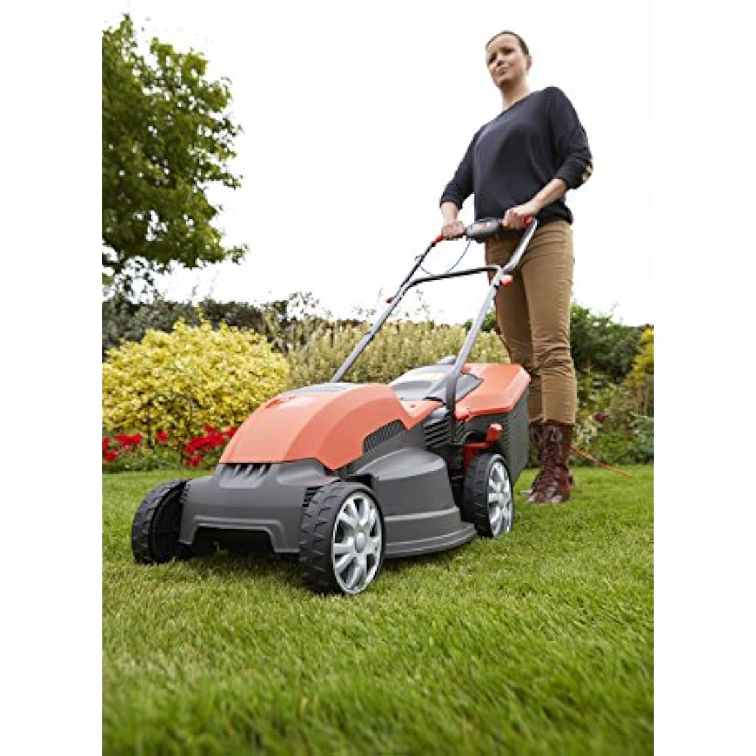 Flymo Speedi-Mo 360C Electric Wheeled Lawn Mower, 1500 W, Cutting Width 36 cm, Orange/black