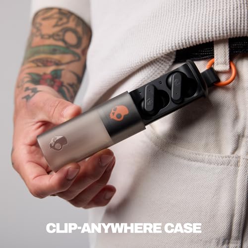 Skullcandy Dime Evo Wireless Earbuds, Bluetooth Headphones, Noise Isolating Fit, Up to 36 Hours Battery, Microphone for iPhone Android, Easy Carry with Clip-Anywhere Case - True Black