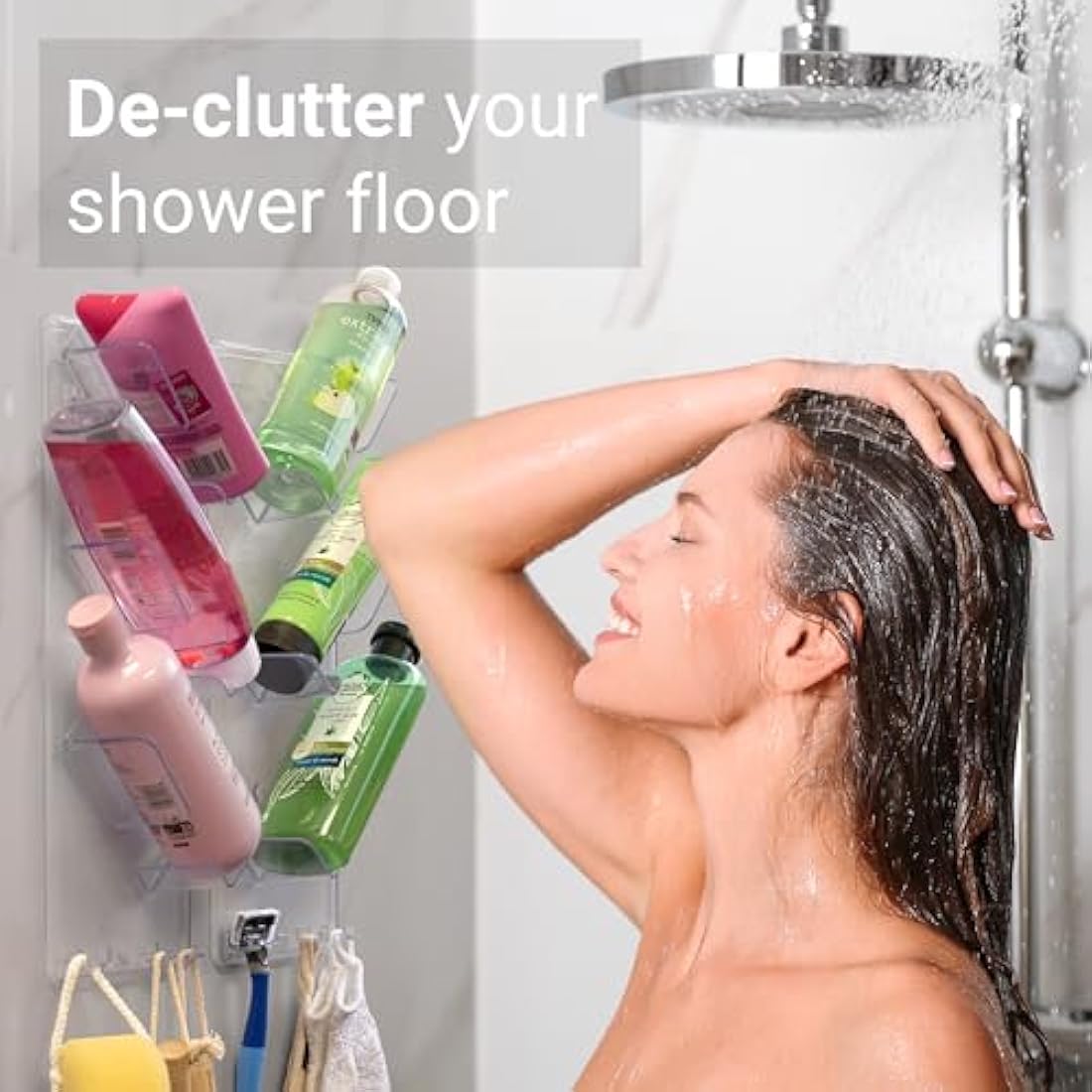 Shower Caddy 3XL (2 Pack) - Rustproof, No Drilling, No Suction Cups - Stores & Organises Large Shampoo & Conditioner Bottles - Bathroom Storage Rack