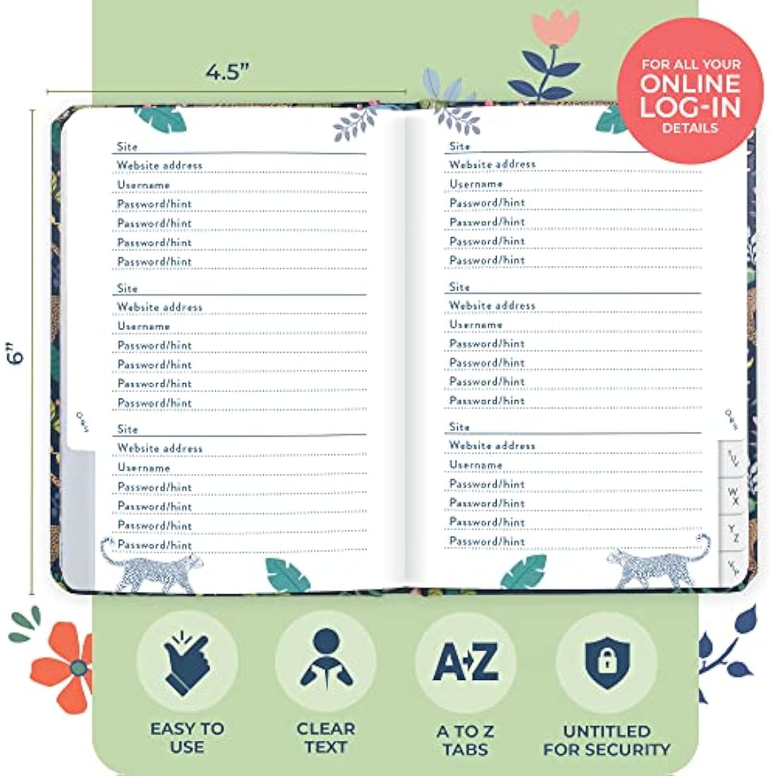 Boxclever Press Password Book. Never Forget a Password Again! Easy to Use Internet Password Book with Alphabetical Tabs for All Your Login Details. Untitled Password Book Small 11 x 15.5cm