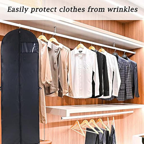 Niviy Long Dress Bags Covers, Dust-proof Clothes Covers Moth Proof Garment Bags Anti-Moth Protector Folding Long Coat Covers with Pocket and Handle,Pack of 1, 60 * 180cm (Black)
