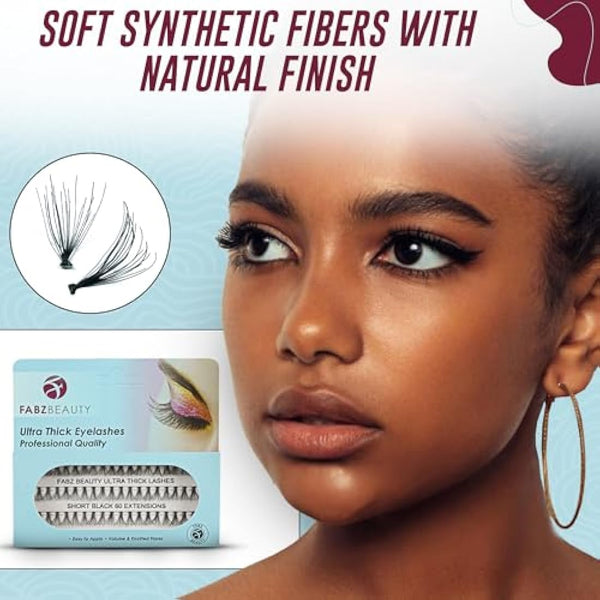 Individual Cluster Eyelashes False Extension | Ultra Thick Knotted Cat Eye Lash Clusters | Lightweight and Waterproof for a Stunning Look (Short 8 mm)