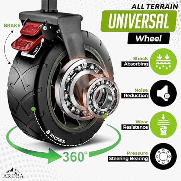 Heavy Duty Folding Festival Trolley – 300L Extra-Large – Includes Chair & Oversized Umbrella Collapsible Wagon with All-Terrain Wide Wheels, Adjustable Handle & 100KG Capacity (Dark Green)