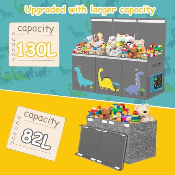Extra Large Toy Box Storage for Boys Girls - Collapsible Toy Chest Organizer for Kids,Toy Bin Container with Lid and Handles for Clothes,Blanket,Nursery,Playroom,Bedroom,Stuffed Animals,Quilt (Grey)