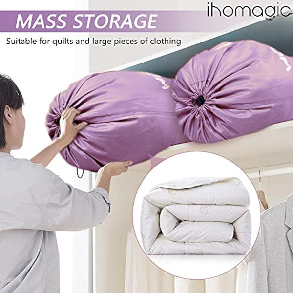 IHOMAGIC Extra Large Laundry Bag with Drawstring, Jumbo Size Washing Bag - Foldable Clothes Bag, Smile Durable Fabric Polyester Storage Bag for College Dorm Hotel Gym 61x92cm Purple