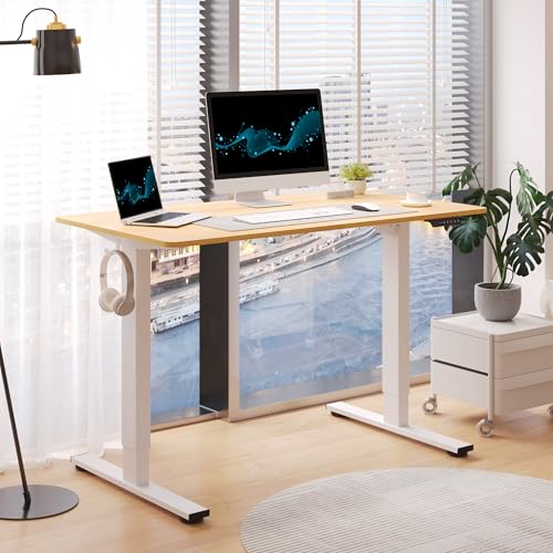 FLEXISPOT ONE PIECE Electric Standing Desk Height Adjustable Sit Stand Up Desk for Home Office with Memory Smart Pannel (100 * 60cm Black Frame+ Black Desktop)