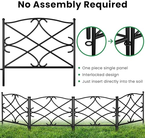 Amagabeli Garden Home Decorative Metal Garden Fence Panels 60CM(H) X3M(L) Outdoor Rustproof Metal Garden Fencing Panels Border Landscape Wire Folding