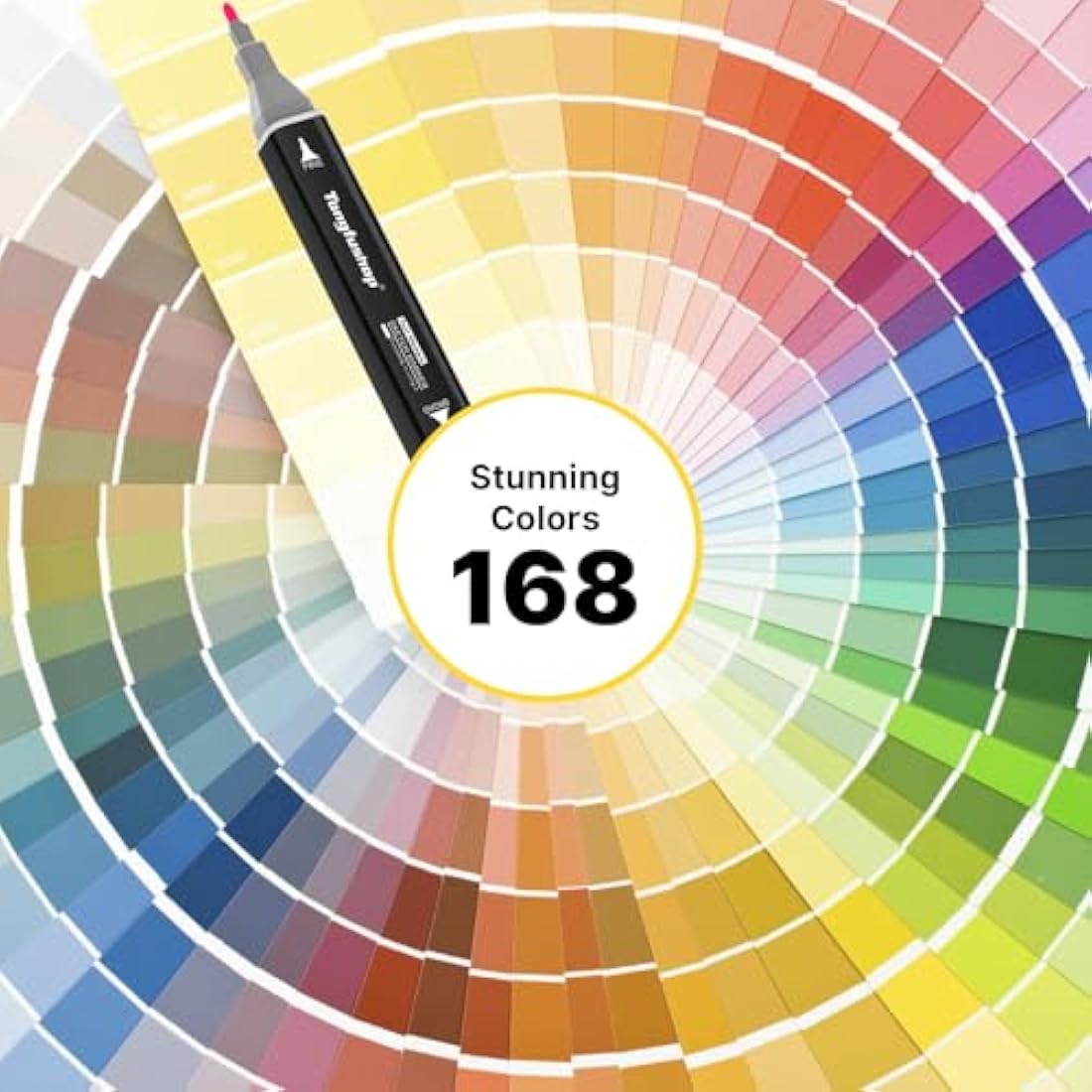 Tongfushop 168 Colored Marker Set, Colouring Pens for Adults, Art Felt Tip Pens, Dual Tip Permanent Alcohol Markers for Drawing, Sketching, Anime, Manga, Fun doodling with Carrying Case & Storage Base