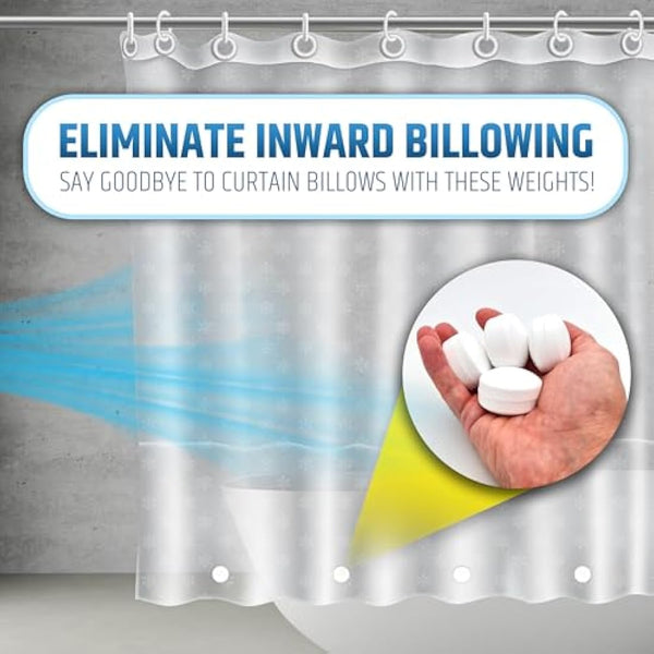 Powerful Anti-Billowing Magnetic Shower Curtain Weights for Splash-Free Bath Experience - 360° Silicone Wrapped - Will Never Rust - Heavy Magnets Prevent Curtain Liners from Blowing | 8 Pairs | White