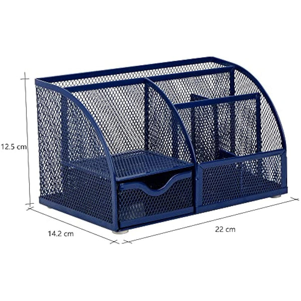 EXERZ Desk Organiser/Mesh Desk Tidy Caddy/Pencil Holder Multifunctional with 7 Compartments
