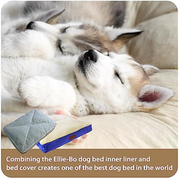 Ellie-Bo Large Dog Bed for 36-inch Dog Cage/Crate - Blue Faux Suede/Sheepskin